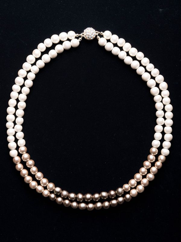 Classical Gold Lightweight Wood Pearl Double Strand Necklace