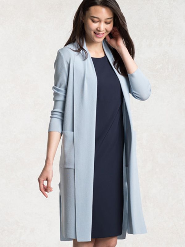 Baby Blue Kanazawa Washable Cardigan With Side Slits