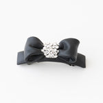 Black Vegan Leather "Puffy" Ribbon Barrette