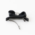 Black Vegan Leather "Puffy" Ribbon Barrette