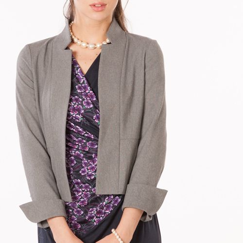 Grey Cotton Blend Stretch Bolero Jacket - Not Found