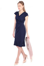 Navy Waist Gathered Dress - Sold Out