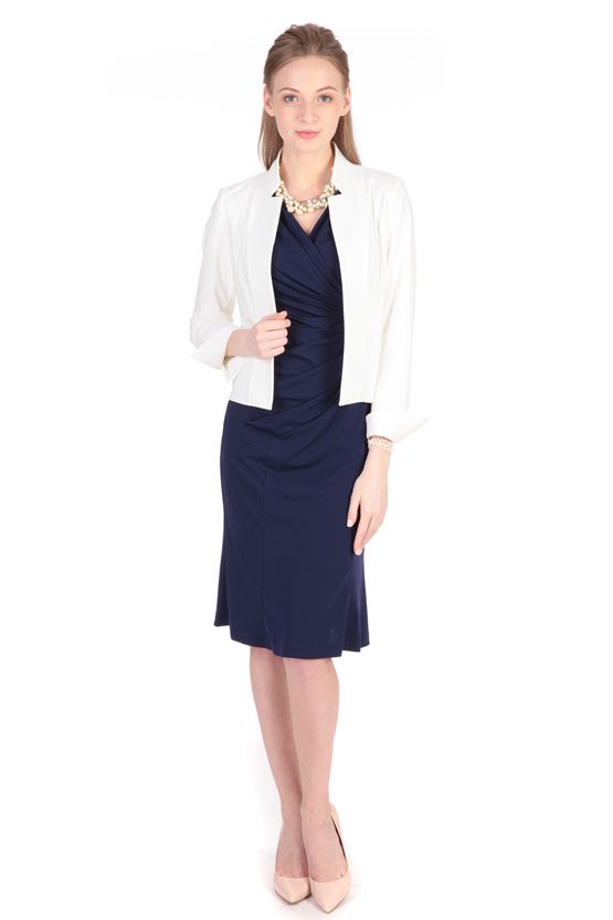 Navy Waist Gathered Dress - Sold Out