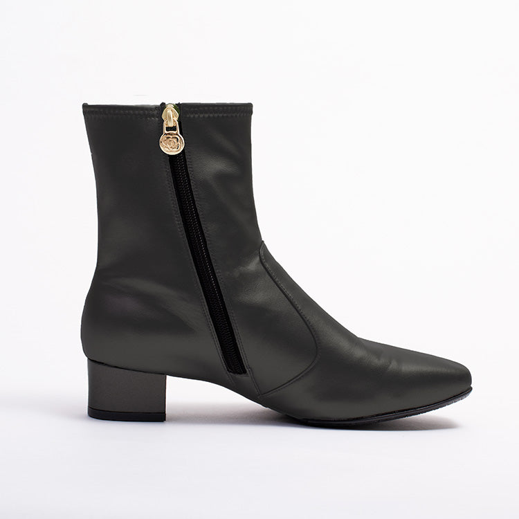Fluffy Black Vegan Leather Flat Boots