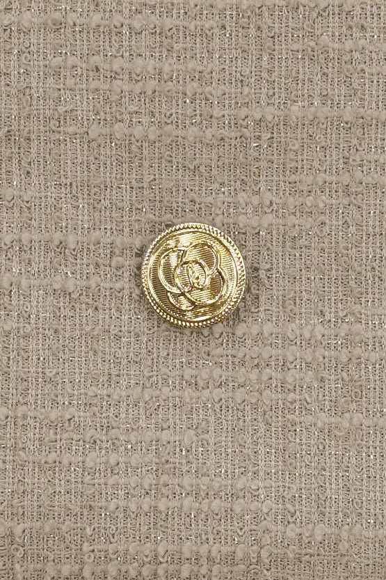 Stretch Lame Tweed: No-Collar Short Jacket