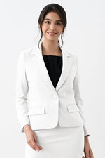 All-Season Material: Smart Stretch White Stretch Blazer Jacket