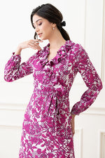 Stretch Chiffon: Pink Flower Chiffon Frill Long