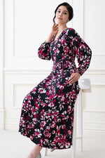 Long Length: Pink Graphical Flower Cache-Coeur Long