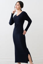 Long Length: Dark Navy Long Cross Knit Dress