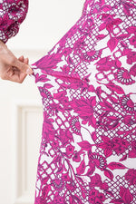 Stretch Chiffon: Pink Flower Chiffon Frill Long