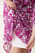 Stretch Chiffon: Pink Flower Chiffon Frill Long