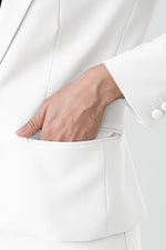 All-Season Material: Smart Stretch White Stretch Blazer Jacket