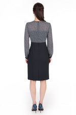 Navy Dot Chiffon Striped Shirt Dress - Sold Out