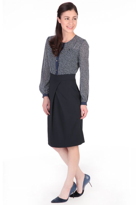 Navy Dot Chiffon Striped Shirt Dress - Sold Out