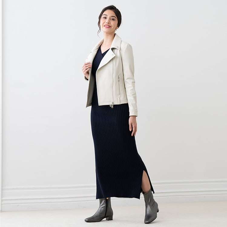 Long Length: White Long Cross Knit Dress