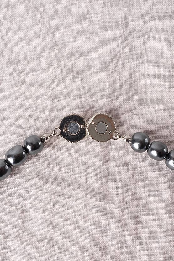 Elegance Gray Lightweight Balsa Pearl Long Necklace (61G)