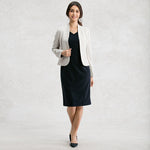Double Jersey: Double Jersey White V-Neck I-Line Dress