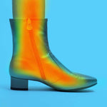 Fluffy Grey Vegan Leather Flat Boots