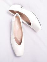 White Vegan Leather Fluffy Flats with soft, rounded toe and plush lining.