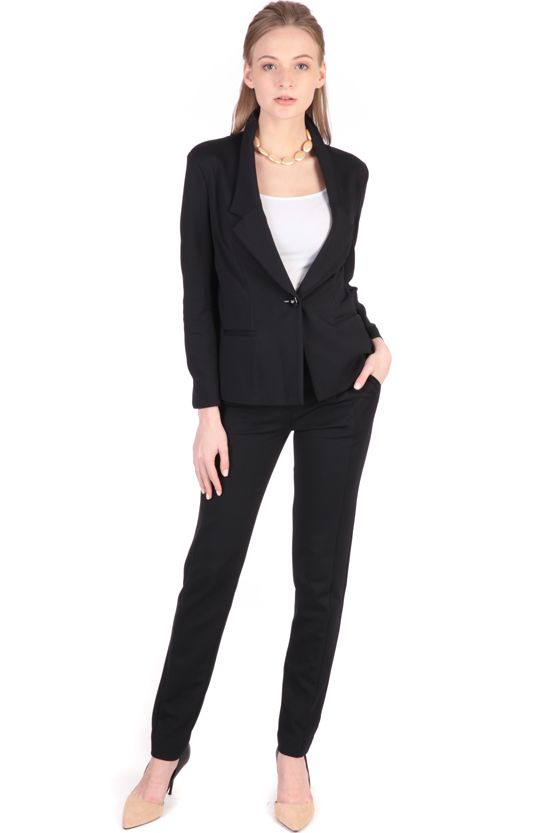 Black Tapered Pants, a close-up shot showing the fabric texture and stitching detail.