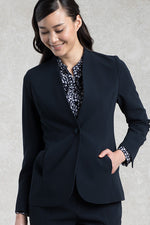 Smart Stretch: Smart Stretch Black Long Collarless Jacket