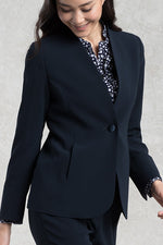 Smart Stretch: Smart Stretch Black Long Collarless Jacket