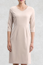 All-Season Material: Pink V-Neck I-Line Dress