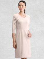 All-Season Material: Pink V-Neck I-Line Dress