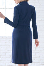 Navy Collared Wrap Dress