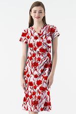 4-Way Stretch: 4-Way Jersey Red Glorious Gather Dress