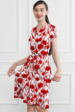 4-Way Stretch: 4-Way Jersey Red Glorious Gather Dress