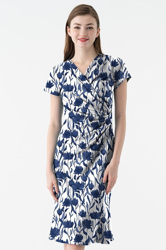 4-Way Stretch: 4-Way Jersey Navy Glorious Gather Dress