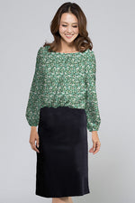 Space Material: Green Petit Flower Blouse Dress