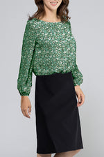 Space Material: Green Petit Flower Blouse Dress