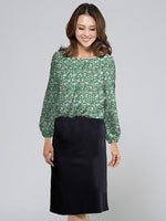 Space Material: Green Petit Flower Blouse Dress