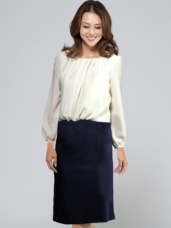 Smart Stretch: Smart Stretch White X Navy Blousing Dress