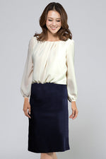 Smart Stretch: Smart Stretch White X Navy Blousing Dress