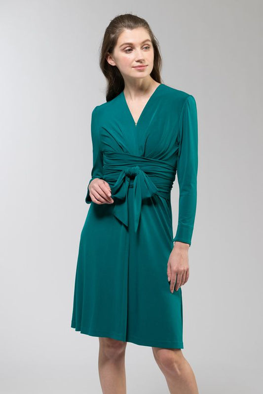Collarless Wrap Dress