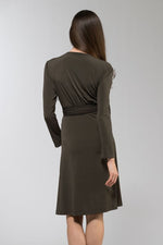 Collarless Wrap Dress