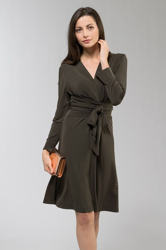 Collarless Wrap Dress
