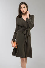 Collarless Wrap Dress