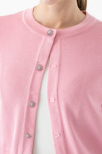 Flower Metal Button Kanazawa Waist Shape Cardigan