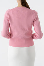 Flower Metal Button Kanazawa Waist Shape Cardigan