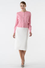 Flower Metal Button Kanazawa Waist Shape Cardigan