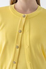 Flower Metal Button Kanazawa Waist Shape Cardigan