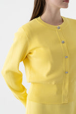 Flower Metal Button Kanazawa Waist Shape Cardigan