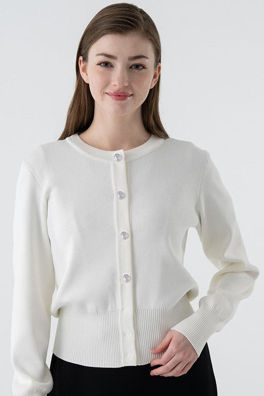 Clear Button Kanazawa Waist-Shaping Cardigan