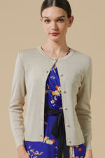 Lame Crew-Neck Cardigan