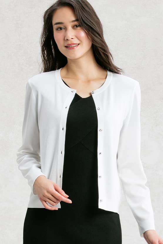 Cooling Knit Niigata-made Crew Neck Cardigan