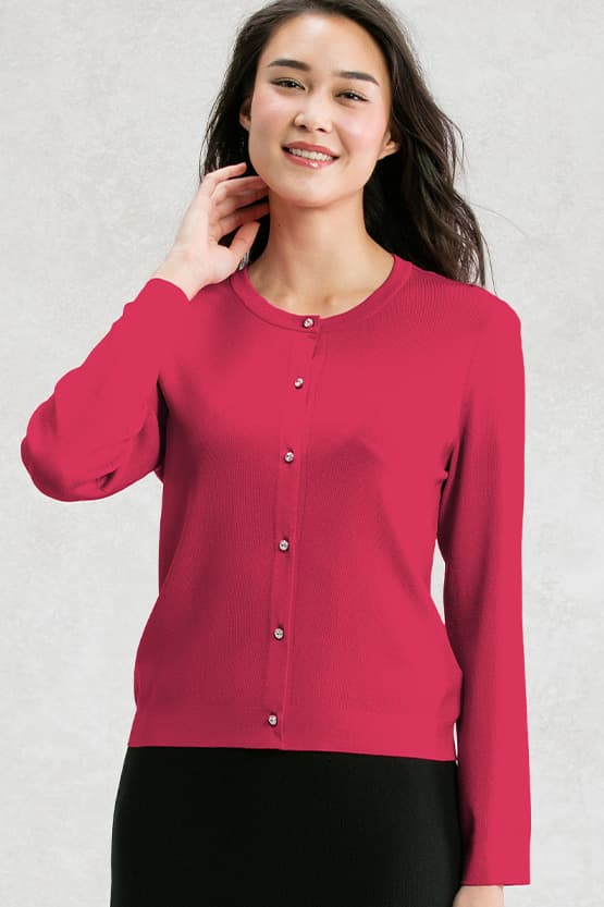 Cooling Knit Niigata-made Crew Neck Cardigan